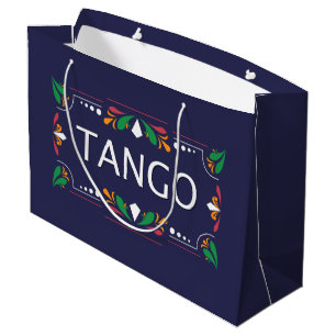 Fileteado Argentine Tango Floral op blauw Groot Cadeauzakje