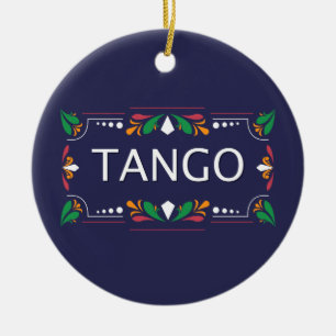 Fileteado Argentine Tango Floral op blauw Keramisch Ornament