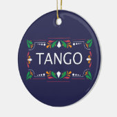 Fileteado Argentine Tango Floral op blauw Keramisch Ornament (Links)