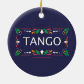 Fileteado Argentine Tango Floral op blauw Keramisch Ornament (Achterkant)