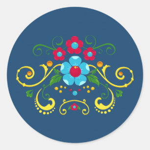 Fileteado Filete Porteño Buenos Aires Stijl Bloeme Ronde Sticker