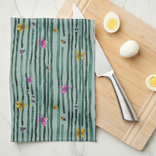 Filets met bloemen theedoek (Quarter Fold)