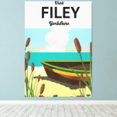 Filey, Yorkshire kustreisposter Canvas Afdruk (Insitu (Houten vloer))
