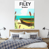 Filey, Yorkshire kustreisposter Canvas Afdruk (Insitu (Slaapkamer))