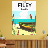 Filey, Yorkshire kustreisposter Canvas Afdruk (Insitu (Woonkamer))