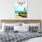 Filey, Yorkshire kustreisposter Canvas Afdruk (Insitu (Slaapkamer))