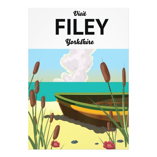 Filey, Yorkshire kustreisposter Foto Afdruk (Voorkant)