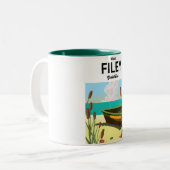 Filey, Yorkshire kustreisposter Tweekleurige Koffiemok (Voorkant links)