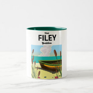 Filey, Yorkshire kustreisposter Tweekleurige Koffiemok