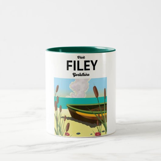 Filey, Yorkshire kustreisposter Tweekleurige Koffiemok (Center)
