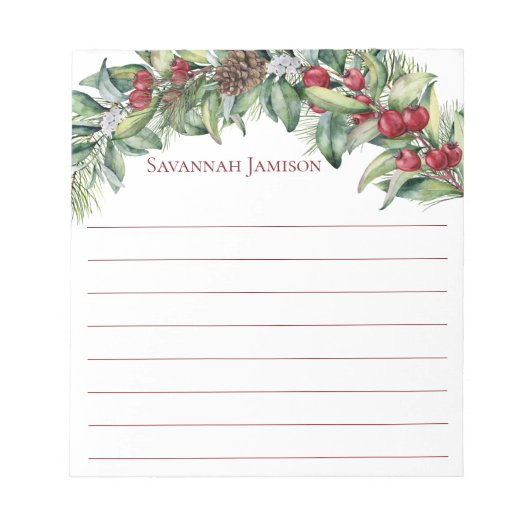 Filiaal, Holly Berries, Holly Leaves Notitieblok (Voorkant)