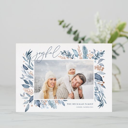 Filialen | Elegant Photo Roos Gold Folie Feestdagenkaart (Staand Voorkant)