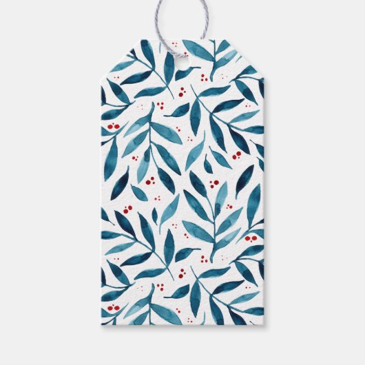 filialen van de waterverf - turquoise en red cadeaulabel (Voorkant)