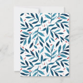 filialen van de  waterverf - turquoise en red feestdagenkaart (Voorkant)