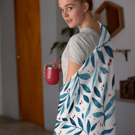 filialen van de  waterverf - turquoise en red fleece deken