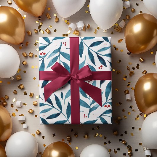 filialen van de  waterverf - turquoise en red inpakpapier vel