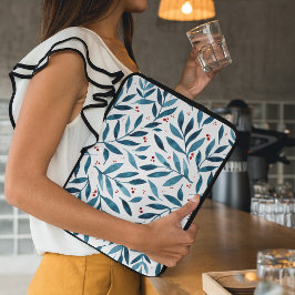 filialen van de  waterverf - turquoise en red laptop sleeve