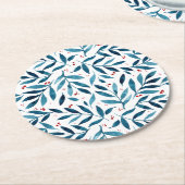 filialen van de  waterverf - turquoise en red ronde kartonnen onderzetter (Gebogen)