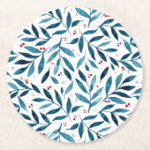 filialen van de  waterverf - turquoise en red ronde kartonnen onderzetter (Voorkant)