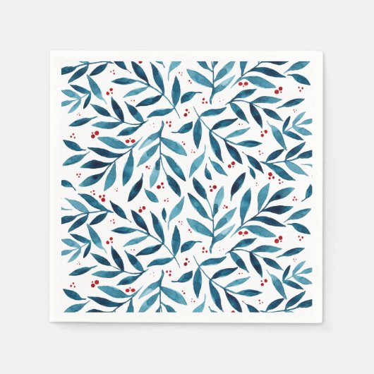 filialen van de  waterverf - turquoise en red servet (Voorkant)