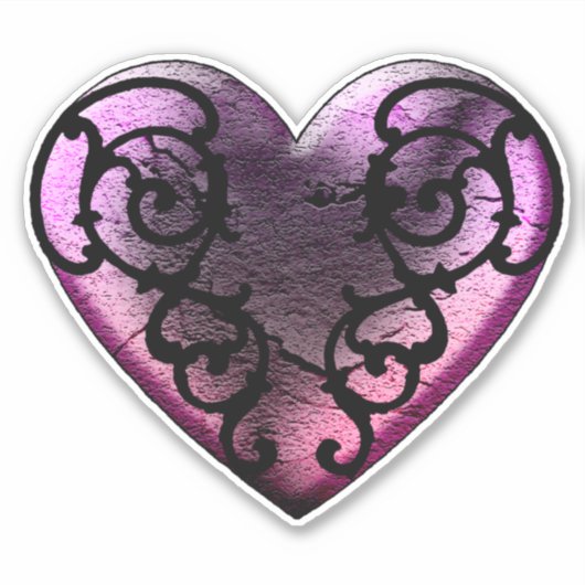 Filigraan Gothic Roze Hart Vinyl Stickers (Voorkant)