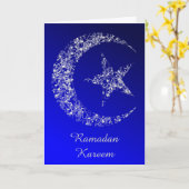 Filigraan halve maan en ster op blauw kaart (Gele Bloem)