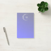 Filigraan halve maan en ster op blauw post-it® notes (Kantoor)
