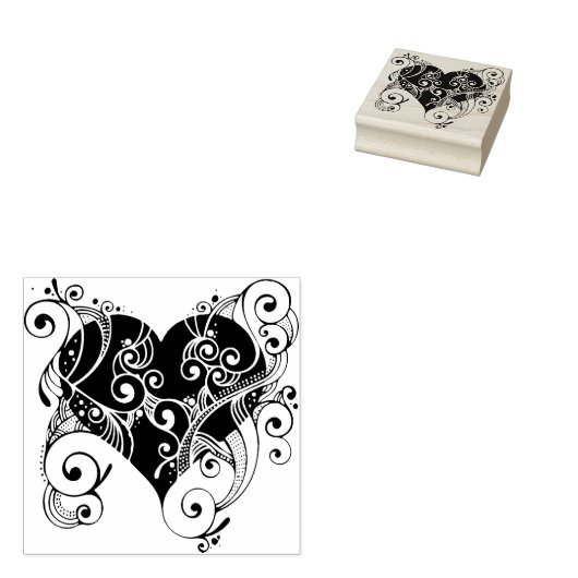 filigraan hart silhouet art stempel (Gestempeld)