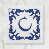 filigraan ingelijst monogram in marineblauw bedankjes labels (Voorkant)