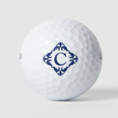 filigraan ingelijst monogram in marineblauw golfballen (Voorkant)