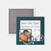 Filigraan Marine/Wit Bruiloft Aankondiging Magneet (Voorkant / Achterkant)