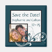 Filigraan Marine/Wit Bruiloft Aankondiging Magneet (Voorkant)