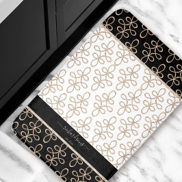 Filigraan Patroon Monogram Beige Zwart Elegant Badmat