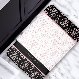 Filigraan Patroon Monogram Elegant Zwart Roze Wit Badmat