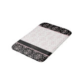 Filigraan Patroon Monogram Elegant Zwart Roze Wit Badmat (Gekanteld)