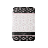 Filigraan Patroon Monogram Elegant Zwart Roze Wit Badmat (Voorkant Verticaal)