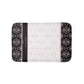 Filigraan Patroon Monogram Elegant Zwart Roze Wit Badmat (Voorkant)