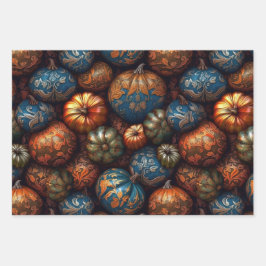 filigraan-pompoen inpakpapier vel