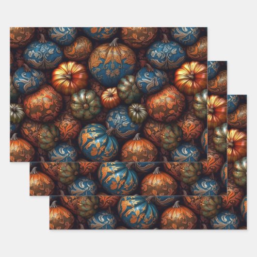 filigraan-pompoen inpakpapier vel (Set)