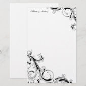 Filigraan Swirl Zwart 5.5 x 8.5 Stationery Briefpapier (Voorkant / Achterkant)