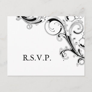 Filigraan Swirl Zwart/Wit RSVP Kaartje