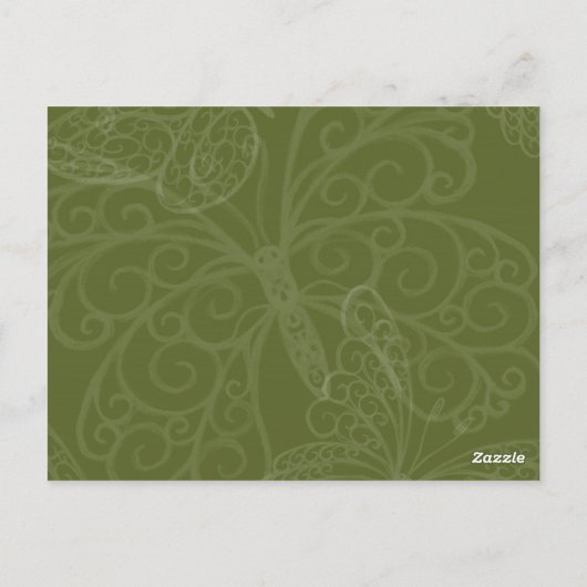 Filigraan Vlindertafel Nummer (olijfgroen) Briefkaart (Achterkant)
