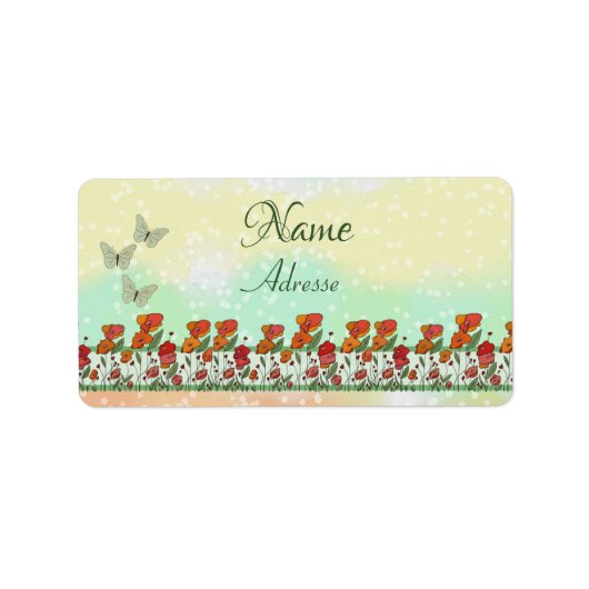 filigraner Mohn adressaufkleber Etiket (Voorkant)