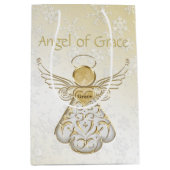 Filigree Angel of Grace Gold Ombre Snowflakes Medium Cadeauzakje (Voorkant)