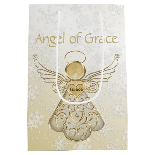 Filigree Angel of Grace Gold Ombre Snowflakes Medium Cadeauzakje (Achterkant)