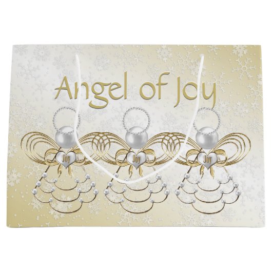 Filigree Angel of Joy Gold Ombre Snowflakes Groot Cadeauzakje (Voorkant)