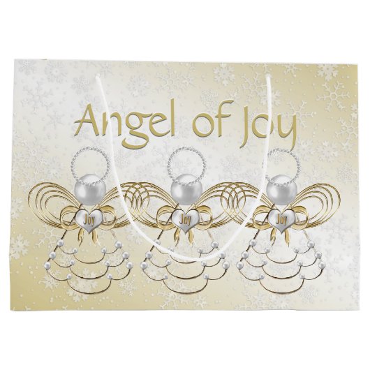 Filigree Angel of Joy Gold Ombre Snowflakes Groot Cadeauzakje (Achterkant)