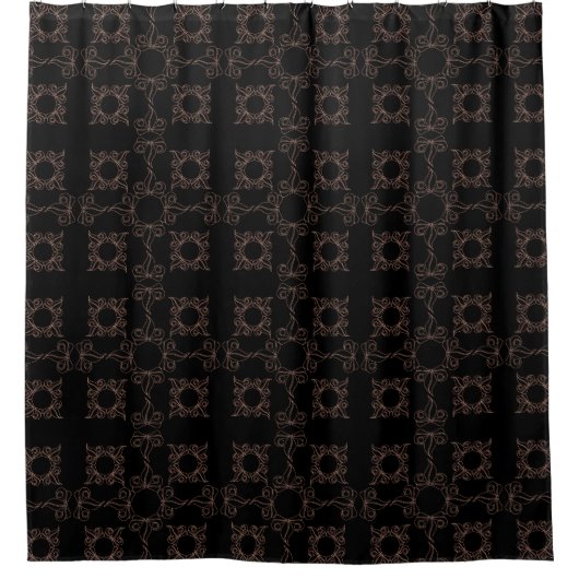 Filigree Black en Tan Shower Curtain Douchegordijn (Voorkant)