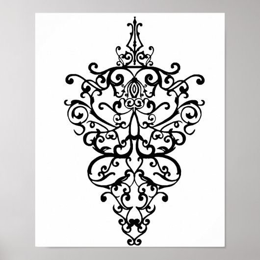 Filigree Black Poster (Voorkant)