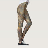 Filigree Bloemen Bloemen Bronzen Grijs Leggings (Rechts)